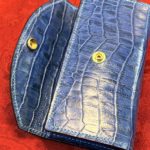 Leather Clutch Wallet made from blue embossed crocodile