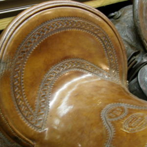 Saddle seat and cantle from an old saddle at the Don King Museum, Sheridan, WY